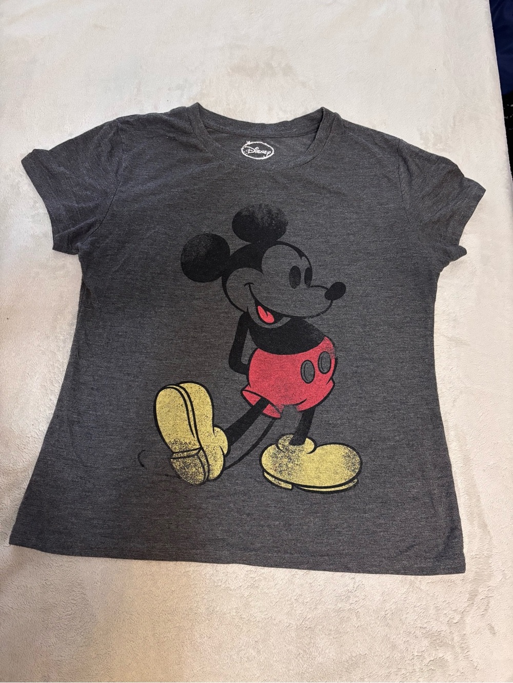 Disney Dark Gray Mickey Mouse Graphic Tee - Grey/Red/Yellow